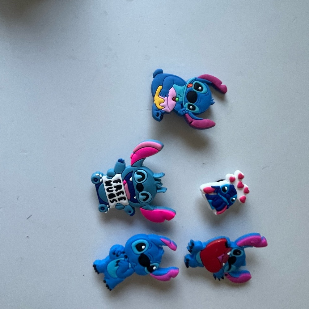 Disney Blue Pink Stitch Charms - Set of 5